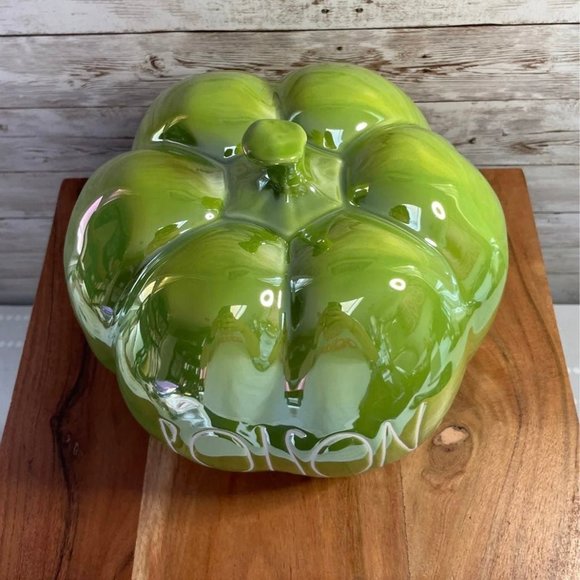 Rae Dunn POISON Pumpkin iridescent green - Picture 3 of 4
